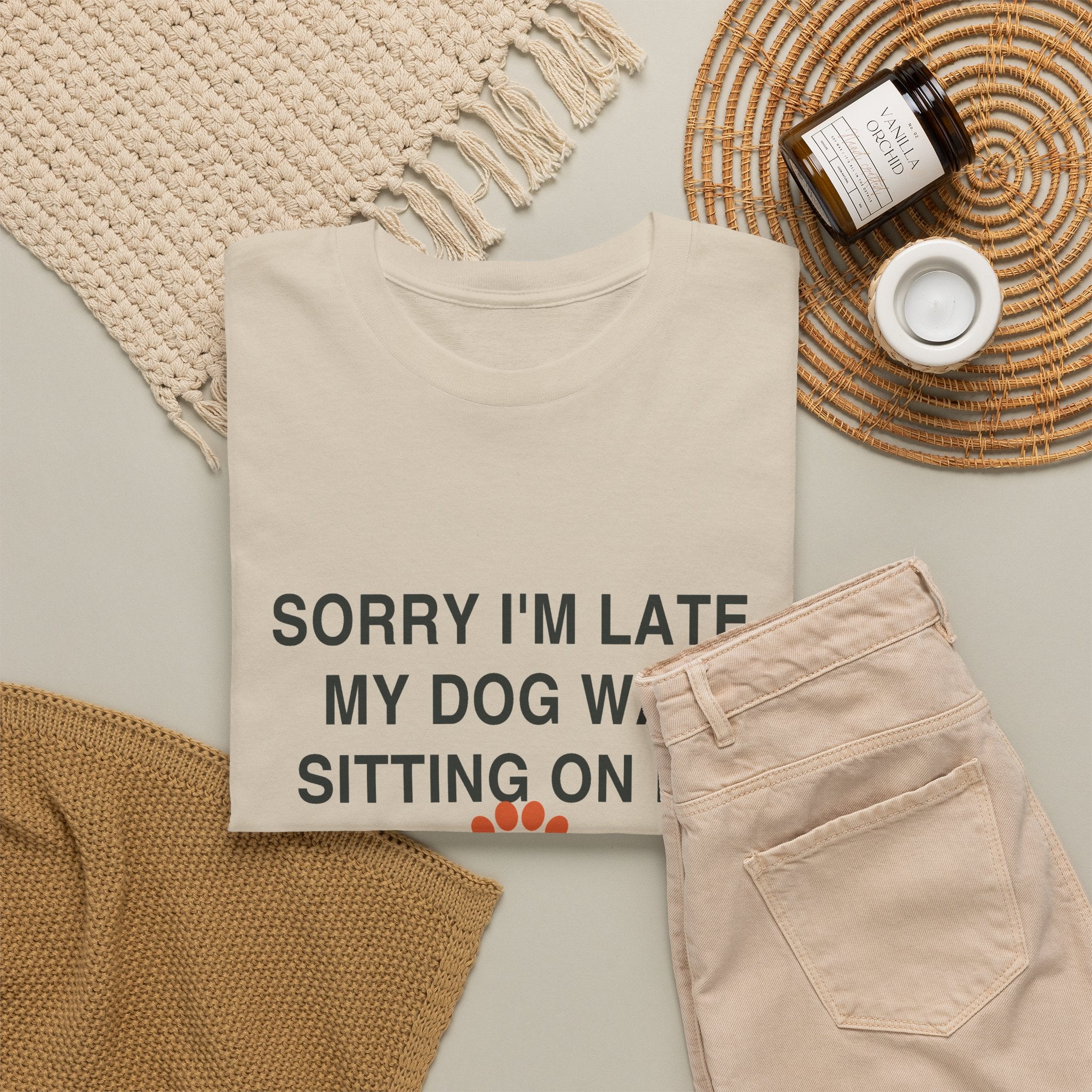 Sorry I'm Late Tee in Sport Grey, folded flat lay