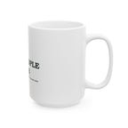 Dog People Club mug on a wooden table in a warm kitchen