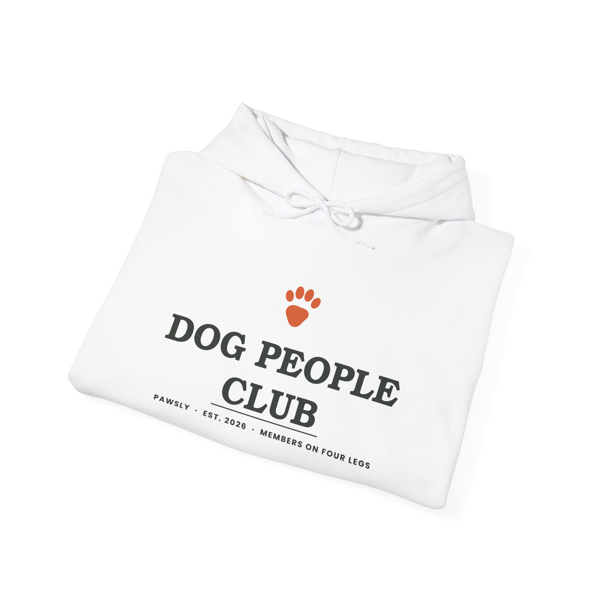 Dog People Club Hoodie in White, folded