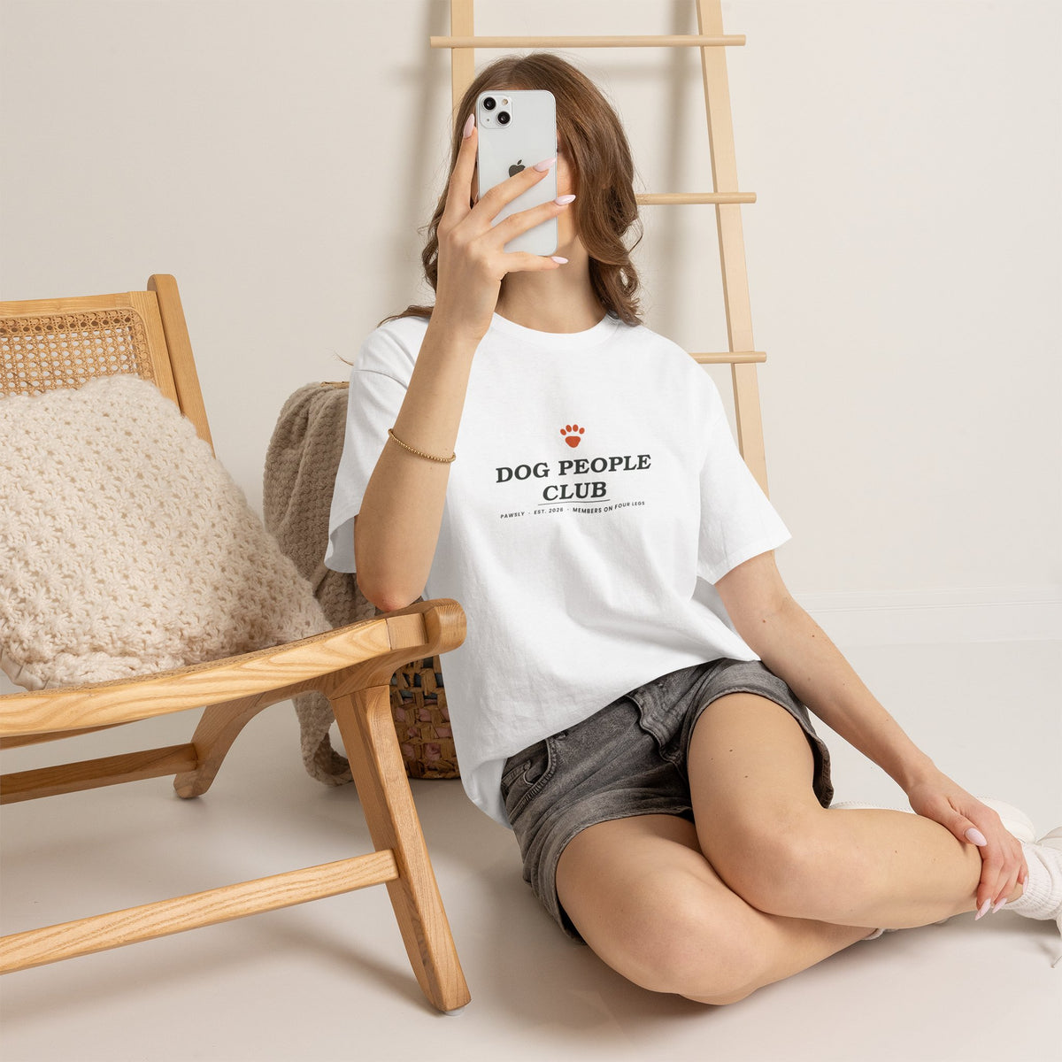 Dog People Club Tee in Sand, folded flat lay