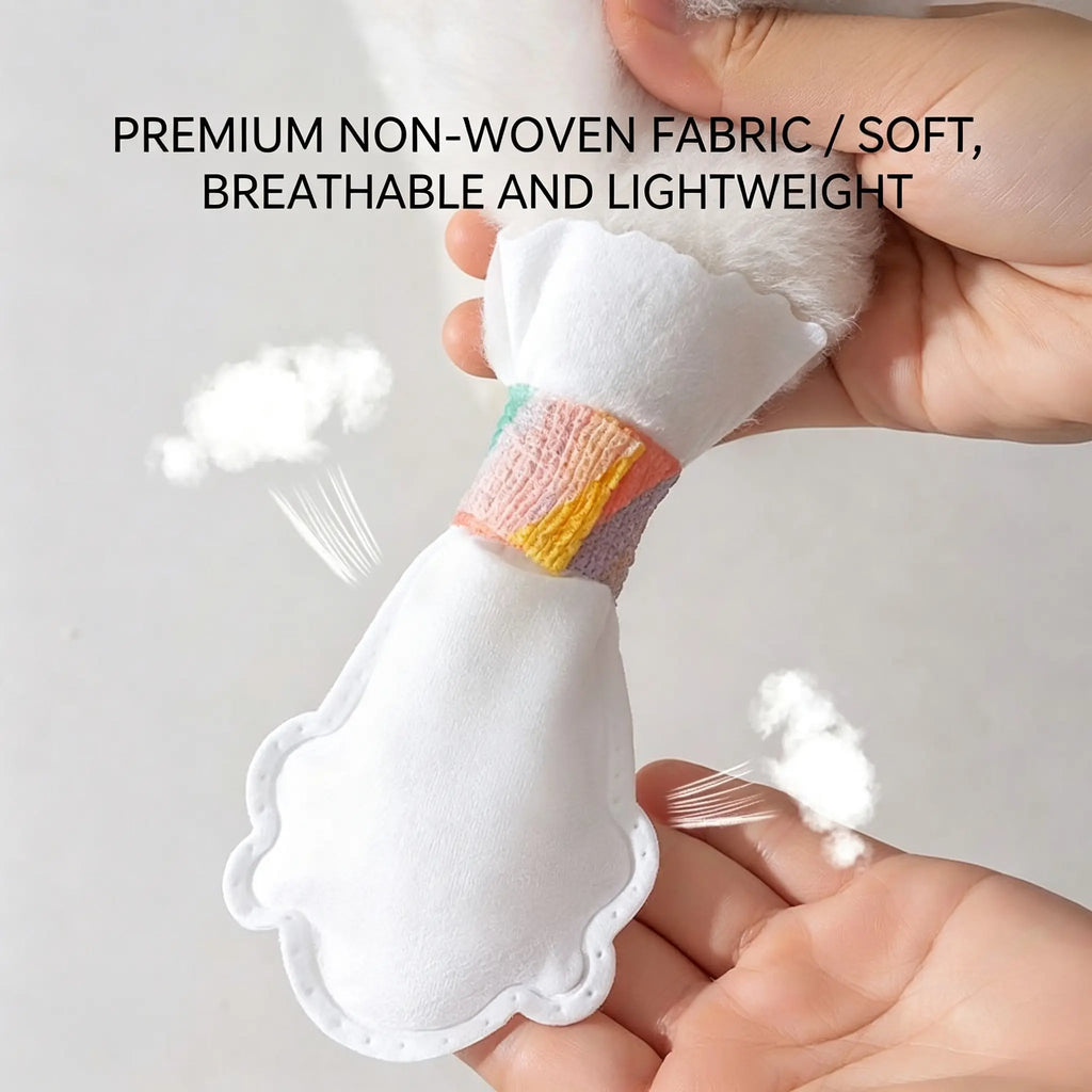 Close-up of the soft non-woven fabric of the paw cover