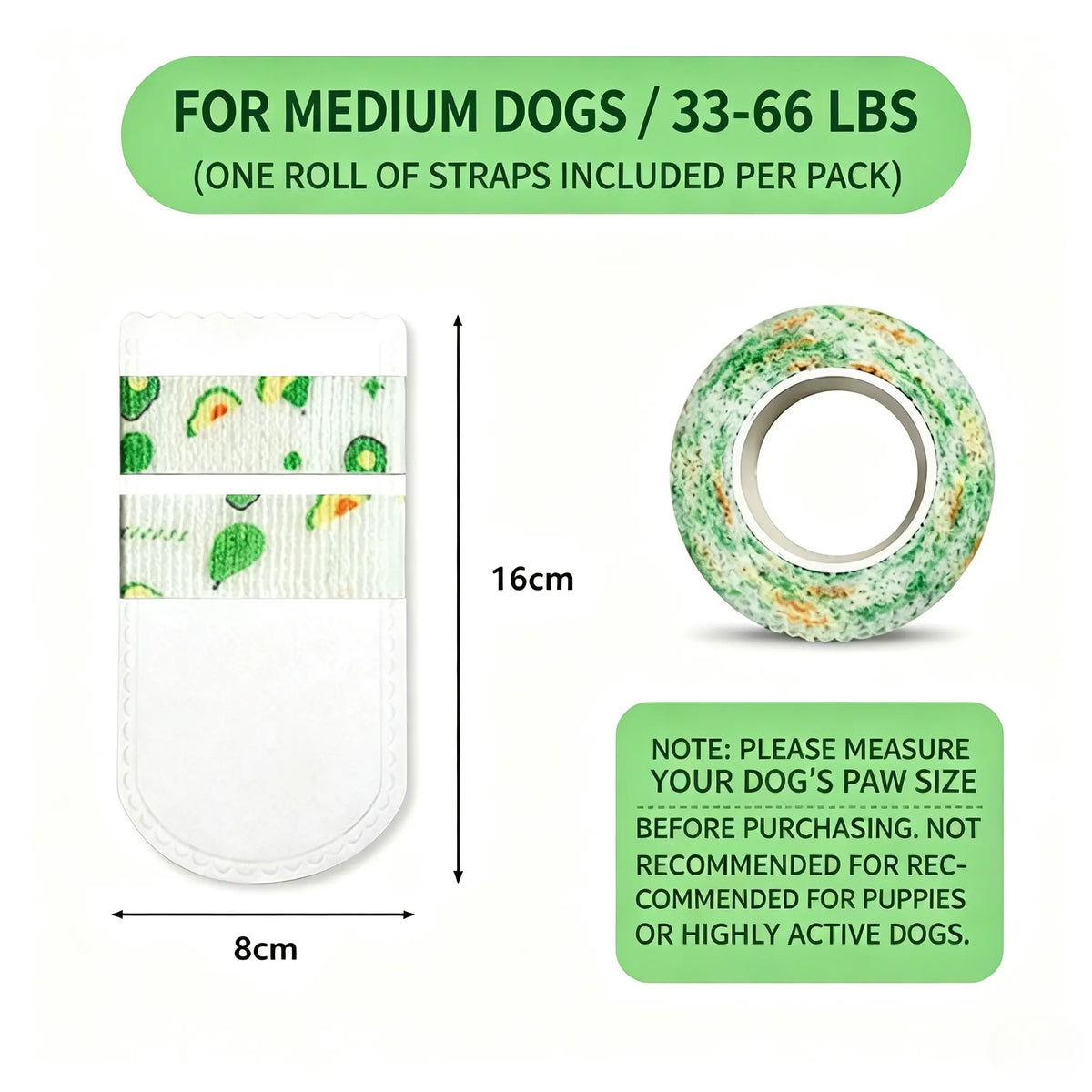 Size guide: 16 cm tall, 8 cm wide, for dogs 15 to 30 kg