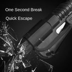 Car escape hammer shown next to a set of car keys for scale